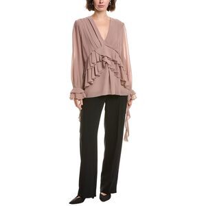 Abbey Womens Ruffle Top, Purple